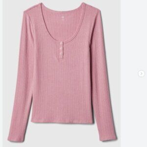 Anthropologie‎ top pink pointelle henley size XS shirt Small Maeve Pilcro